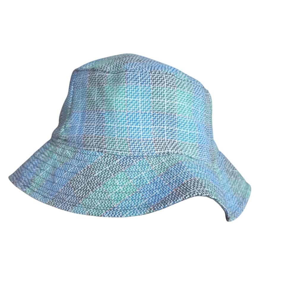 House of Amos Dutch Tweed Green/ Blue Plaid 100% Wool Bucket Hat Size Medium